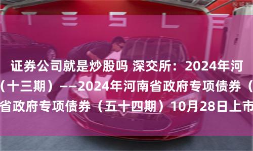 证券公司就是炒股吗 深交所：2024年河南省棚改专项债券（十三期）——2024年河南省政府专项债券（五十四期）10月28日上市交易